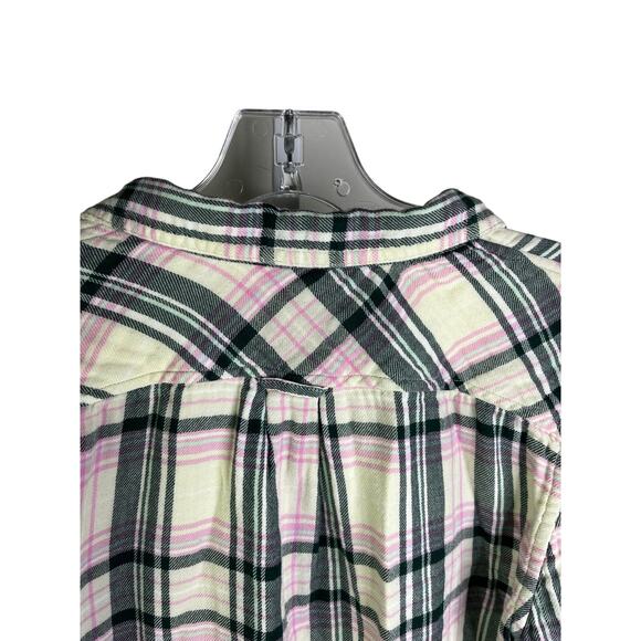 J.CREW Classic Flannel Shirt Womens Sz S Pink Cream Plaid Button Up Long Sleeves - Picture 4 of 8